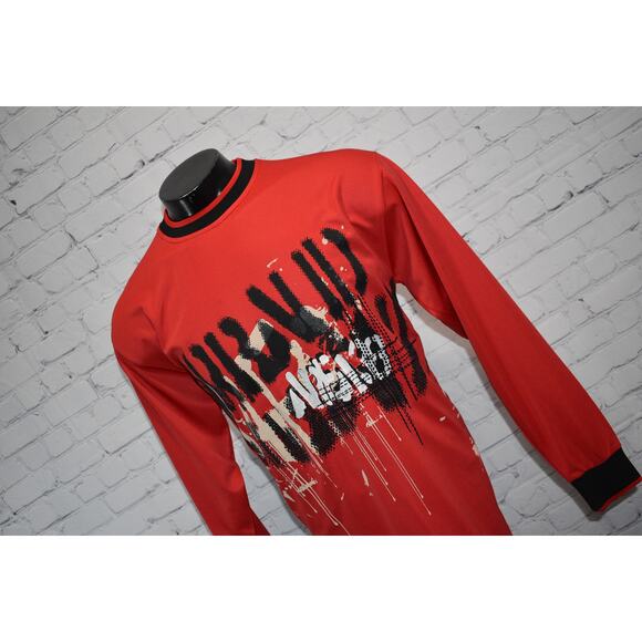 Le Jean De Marithe Francois Girbaud Shirt Mens Large Red Paint Splatter Vintage - Picture 2 of 9